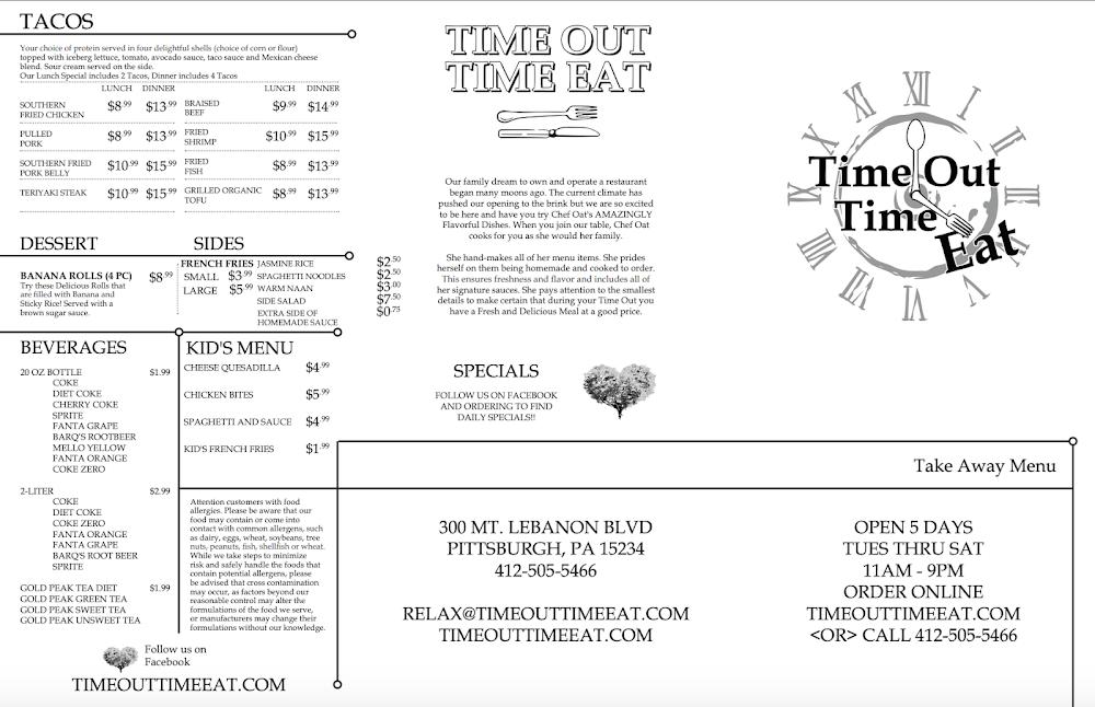 Time Out Sports Bar & Grill Menu image 3